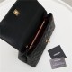 FLAP BAG WITH TOP HANDLE Grained Calfskin Black Gold Metal High