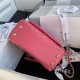 Mini FLAP BAG WITH TOP HANDLE Grained Calfskin Gold Metal Pink A