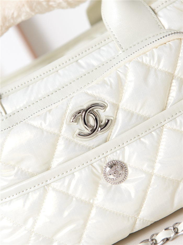 Chanel BOWLING BAG Nylon & Silver-Tone Metal AS4364 White A