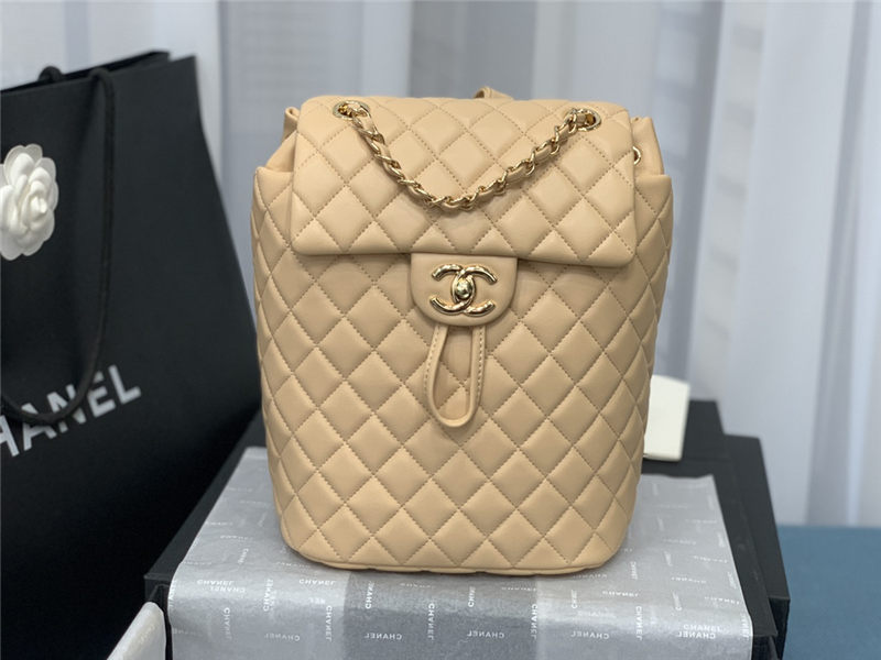 Chanel Small Backpack Lambskin 91120 Gold-Metal Nude High