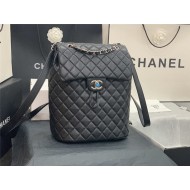 Chanel Medium Backpack Lambskin 91121 Silver-Metal Black High