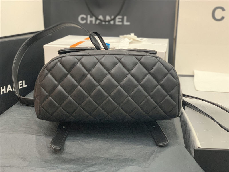 Chanel Medium Backpack Lambskin 91121 Silver-Metal Black High