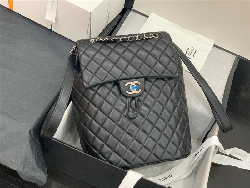 Chanel Medium Backpack Lambskin 91121 Silver-Metal Black High