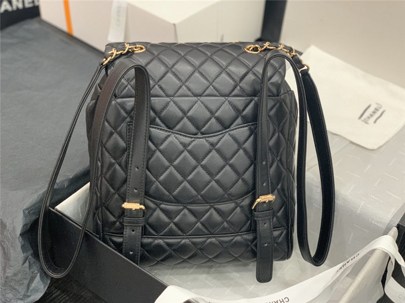 Chanel Medium Backpack Lambskin 91121 Gold-Metal Black High