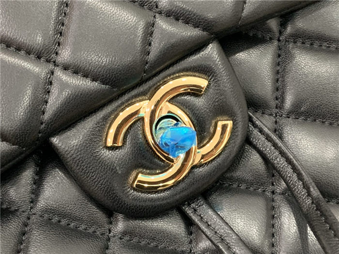 Chanel Medium Backpack Lambskin 91121 Gold-Metal Black High