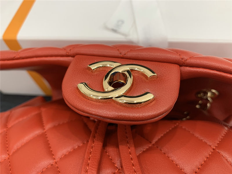 Chanel Medium Backpack Lambskin 91121 Gold-Metal Red High