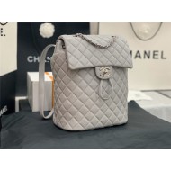 Chanel Medium Backpack Lambskin 91121 Silver-Metal Grey High