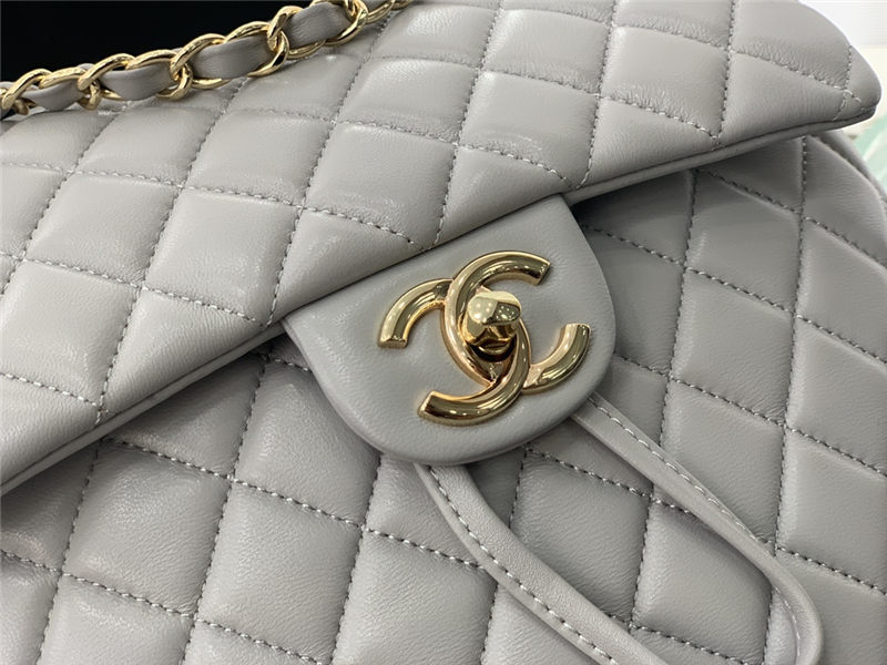 Chanel Medium Backpack Lambskin 91121 Gold-Metal Grey High