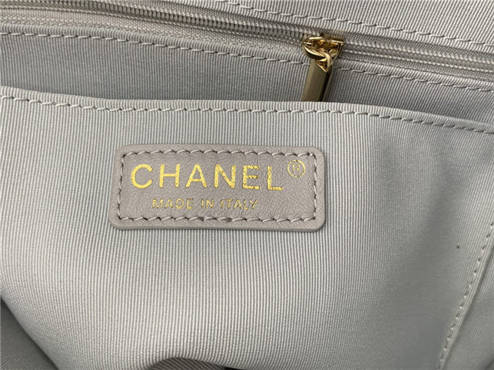 Chanel Medium Backpack Lambskin 91121 Gold-Metal Grey High