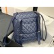 Chanel Medium Backpack Lambskin 91121 Silver-Metal Navy High