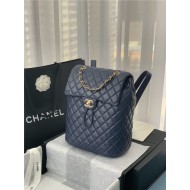 Chanel Medium Backpack Lambskin 91121 Gold-Metal Navy High