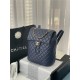 Chanel Medium Backpack Lambskin 91121 Gold-Metal Navy High