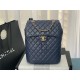 Chanel Medium Backpack Lambskin 91121 Gold-Metal Navy High