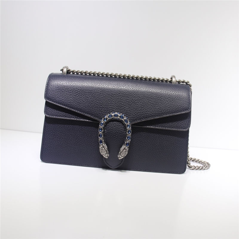 DIONYSUS GG SMALL SHOULDER BAG 400249 Leather navy blue high