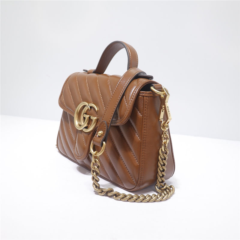 GG Marmont mini top handle bag brown leather high