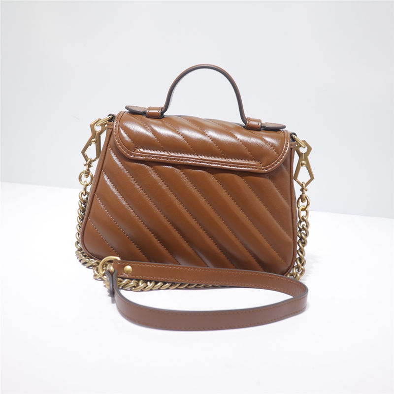 GG Marmont mini top handle bag brown leather high