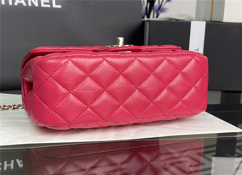 Chanel SMALL FLAP BAG With Top Diamond Handle Lambskin & Gold-Tone Metal AS4141 Fuchsia High