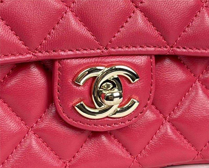 Chanel SMALL FLAP BAG With Top Diamond Handle Lambskin & Gold-Tone Metal AS4141 Fuchsia High