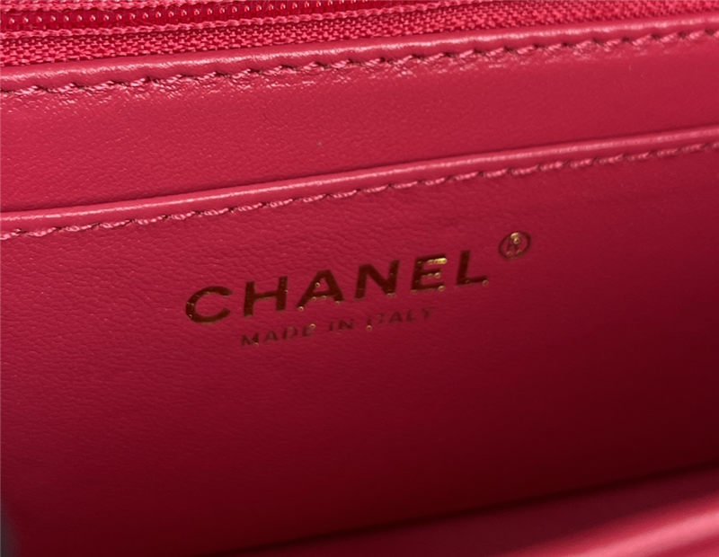 Chanel SMALL FLAP BAG With Top Diamond Handle Lambskin & Gold-Tone Metal AS4141 Fuchsia High