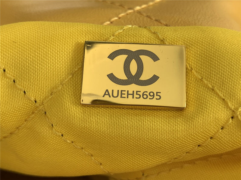 Chanel 22 SMALL HANDBAG Shiny Calfskin & Gold-Tone Metal AS3260 Yellow High