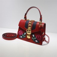 Sylvie leather mini bag Leather 470270 Flower Red high