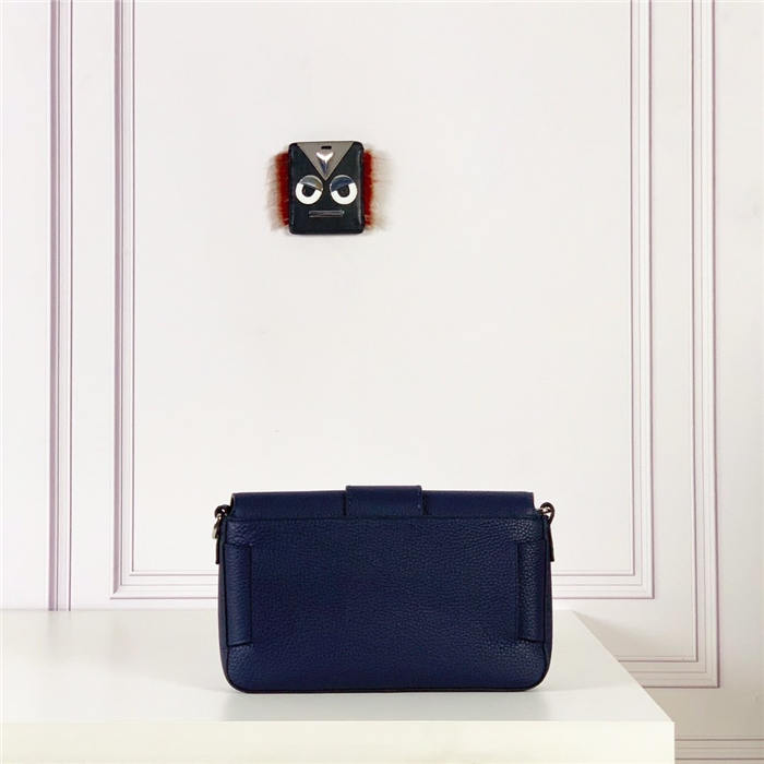 BAGUETTE grain leather bag navy blue High