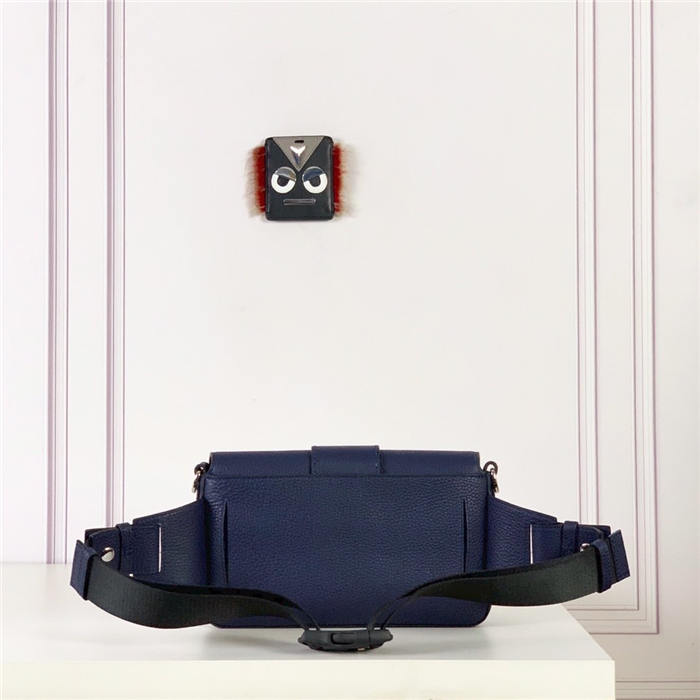 BAGUETTE grain leather bag navy blue High