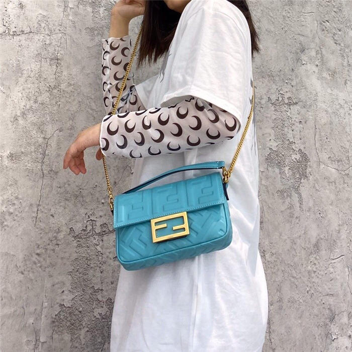 MINI BAGUETTE leather bag blue High