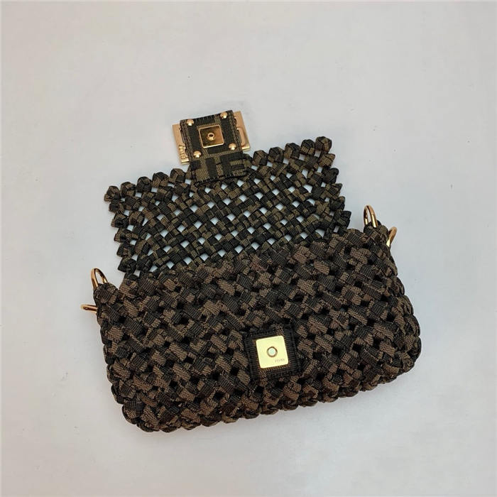 MINI BAGUETTE Jacquard fabric interlace bag High