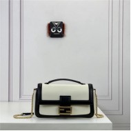 BAGUETTE CHAIN nappa leather bag White and black High