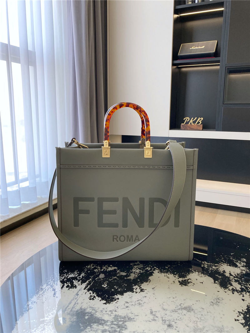 MEDIUM Fendi SUNSHINE Leather Shopper Grey-II High