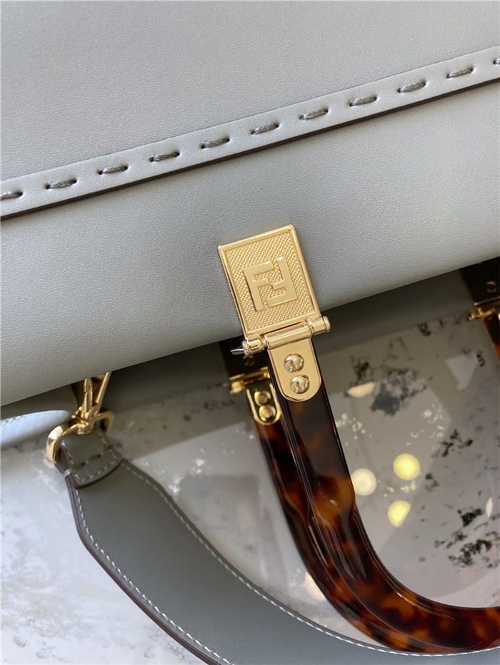 MEDIUM Fendi SUNSHINE Leather Shopper Grey-II High