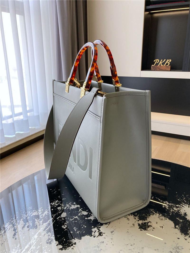 MEDIUM Fendi SUNSHINE Leather Shopper Grey-II High