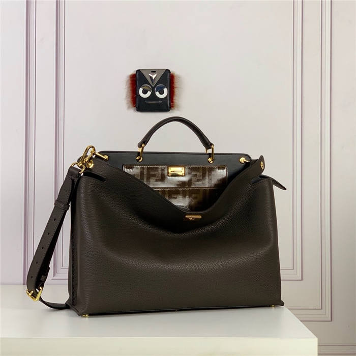 PEEKABOO ICONIC ESSENTIAL calfskin bag Brown High