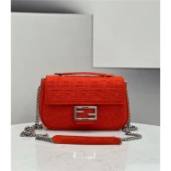 Baguette Chain Midi Bag FF Fabric Red High