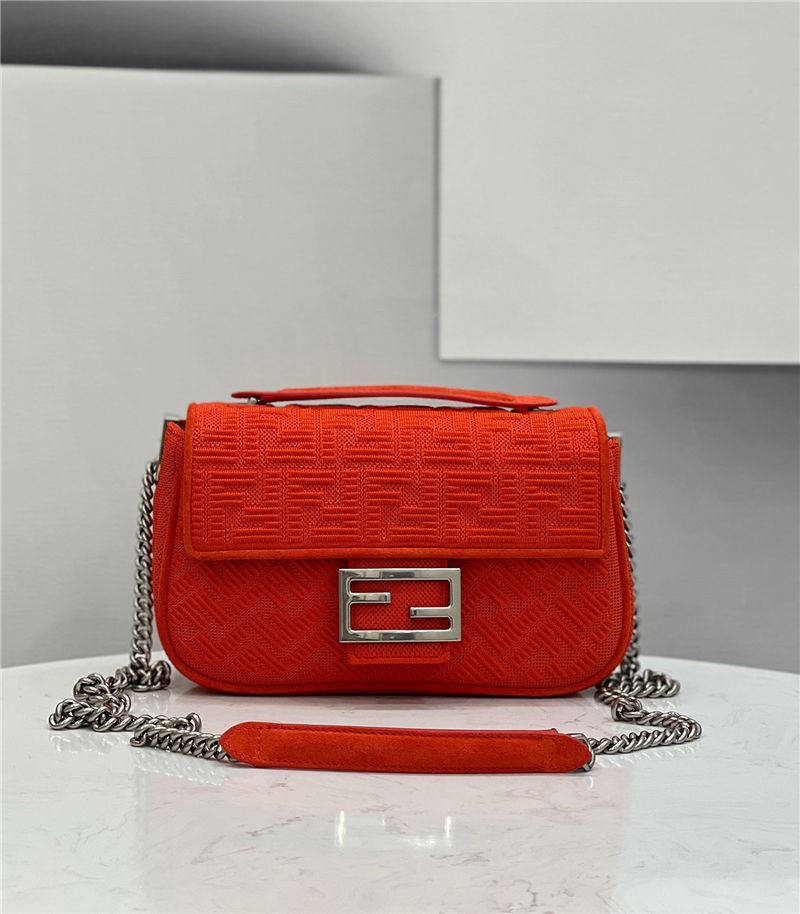 Baguette Chain Midi Bag FF Fabric Red High