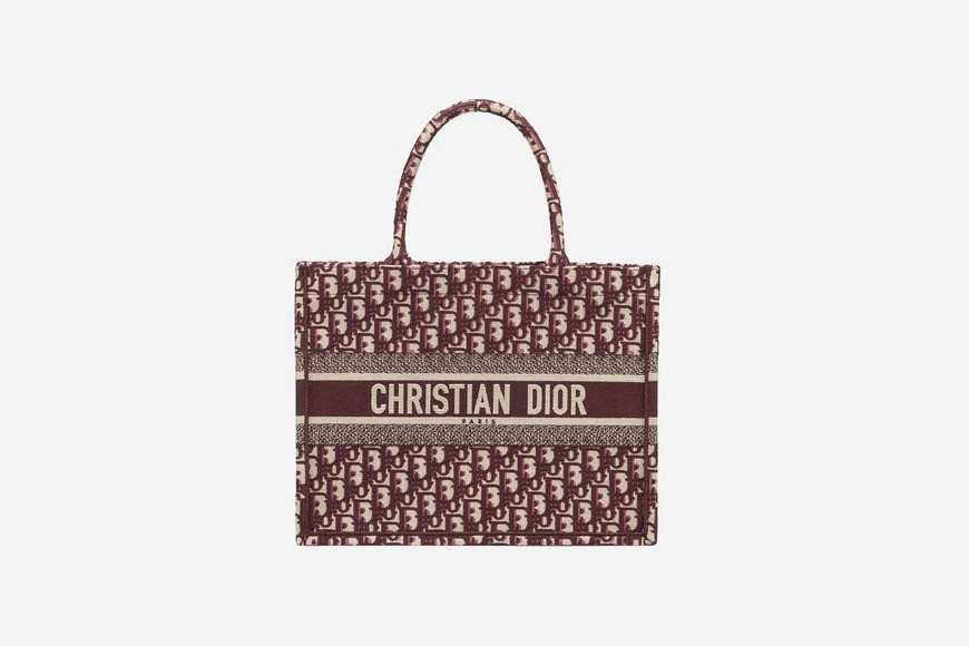 MEDIUM Dior BOOK TOTE Dior Oblique Embroidery Burgundy High