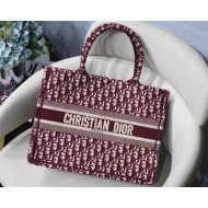 MEDIUM Dior BOOK TOTE Dior Oblique Embroidery Burgundy High