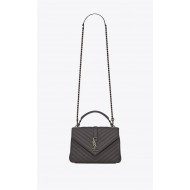 COLLEGE MEDIUM CHAIN BAG IN QUILTED LEATHER Grey High