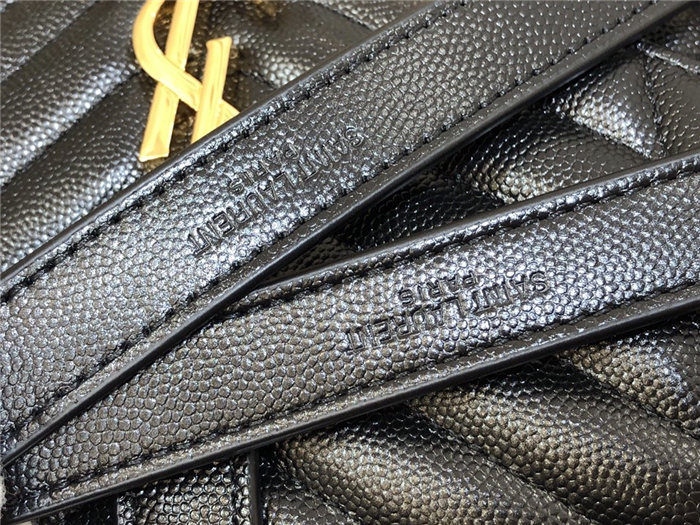 ENVELOPE MEDIUM BAG IN MIX MATELASSÉ GRAIN DE POUDRE EMBOSSED LEATHER Black-Gold High