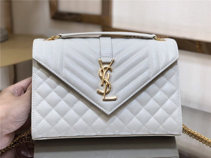 ENVELOPE MEDIUM BAG IN MIX MATELASSÉ GRAIN DE POUDRE EMBOSSED LEATHER White-Gold High