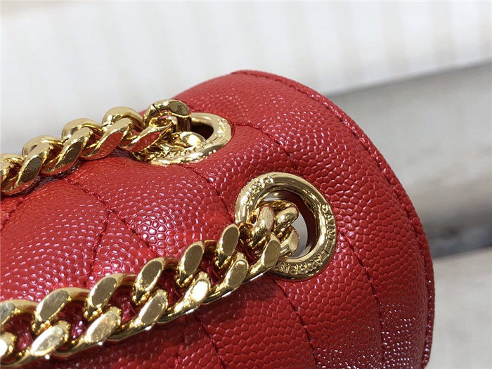 ENVELOPE MEDIUM BAG IN MIX MATELASSÉ GRAIN DE POUDRE EMBOSSED LEATHER Red-Gold High