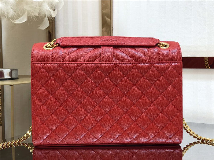 ENVELOPE MEDIUM BAG IN MIX MATELASSÉ GRAIN DE POUDRE EMBOSSED LEATHER Red-Gold High