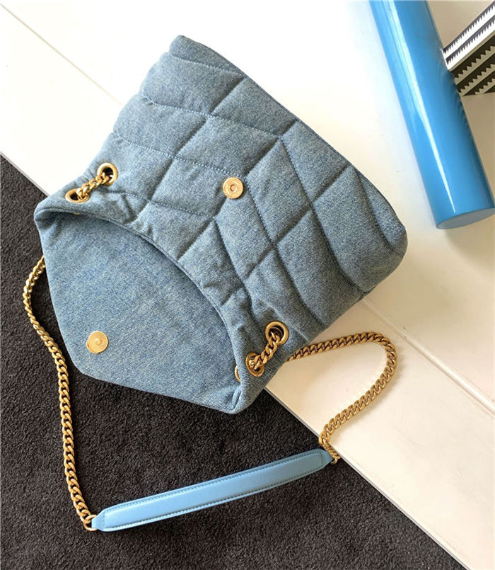 LOULOU PUFFER SMALL BAG IN QUILTED Denim Blue High