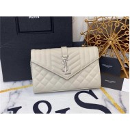 ENVELOPE SMALL BAG IN MIX MATELASSÉ GRAIN DE POUDRE EMBOSSED LEATHER White-Silver High