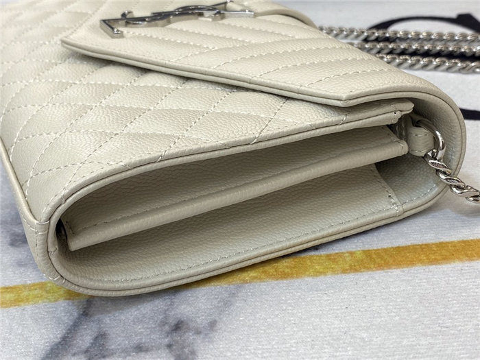 ENVELOPE SMALL BAG IN MIX MATELASSÉ GRAIN DE POUDRE EMBOSSED LEATHER White-Silver High