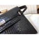 MANHATTAN SHOULDER BAG IN CROCODILE-EMBOSSED SHINY LEATHER High