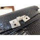 MANHATTAN SHOULDER BAG IN CROCODILE-EMBOSSED SHINY LEATHER High