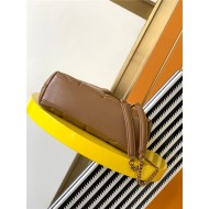 LOULOU PUFFER MINI BAG IN QUILTED LAMBSKIN Gold-Tone Caramel High