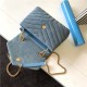 LOULOU SMALL BAG IN Y-QUILTED Denim Gold-Tone Blue High